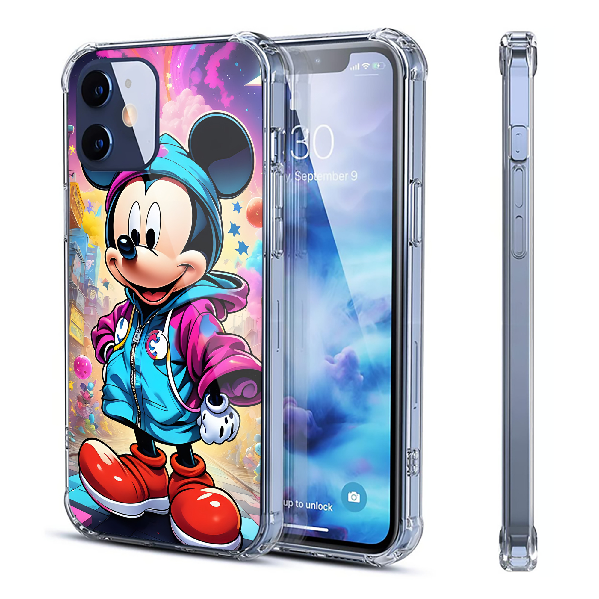 （画像用） ミッキーマウス Mickey Mouse 【iPhone 12シリーズ対応】透明スマホケース（クリアソフトケース）